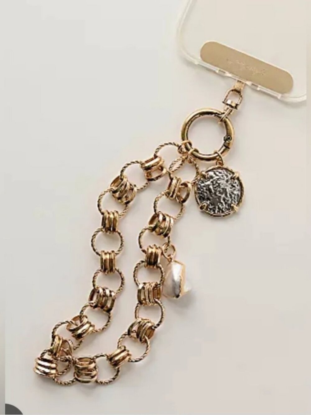 Free People NEW Phone Charm Bag Chain Gold Tone